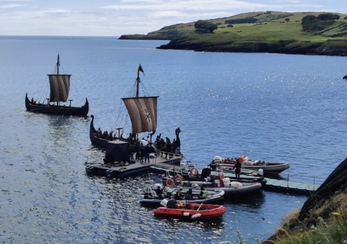 Replica Viking longboats under Black Castle