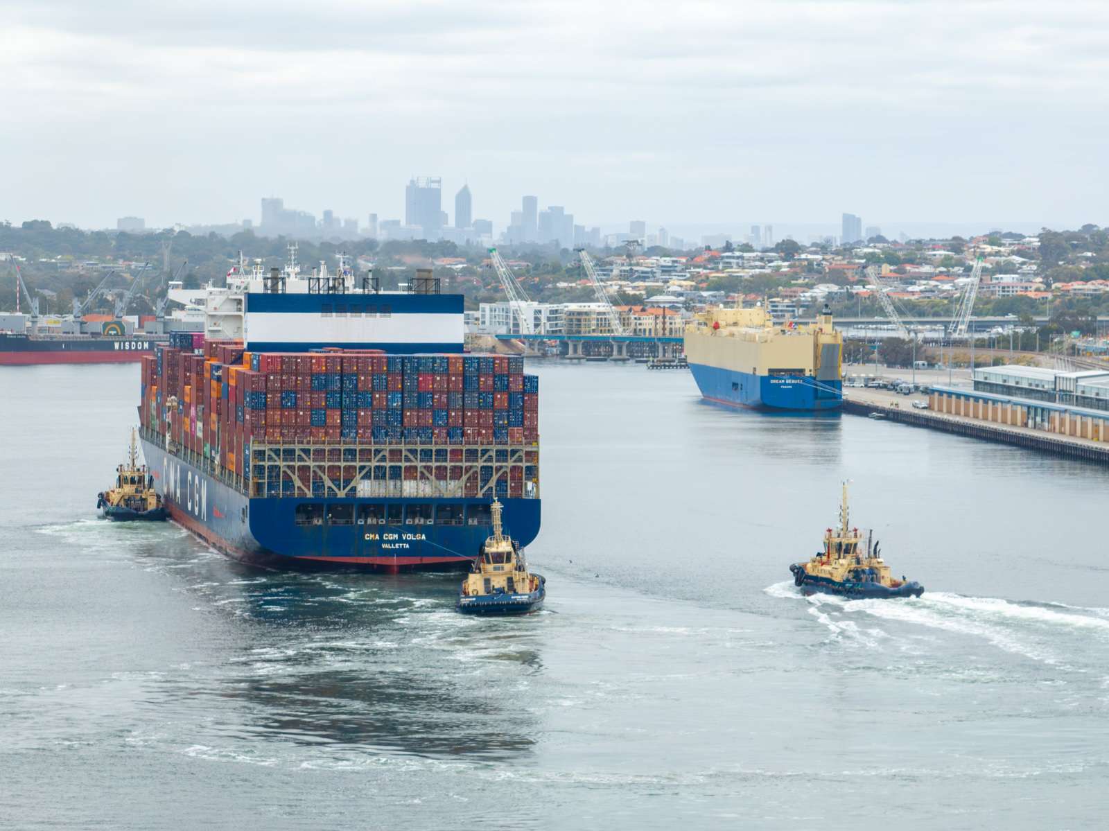 CMA CGM Volga arrives at Fremantle, 9 November 2024. Credit Les Moyle, Balm Commercial Photography